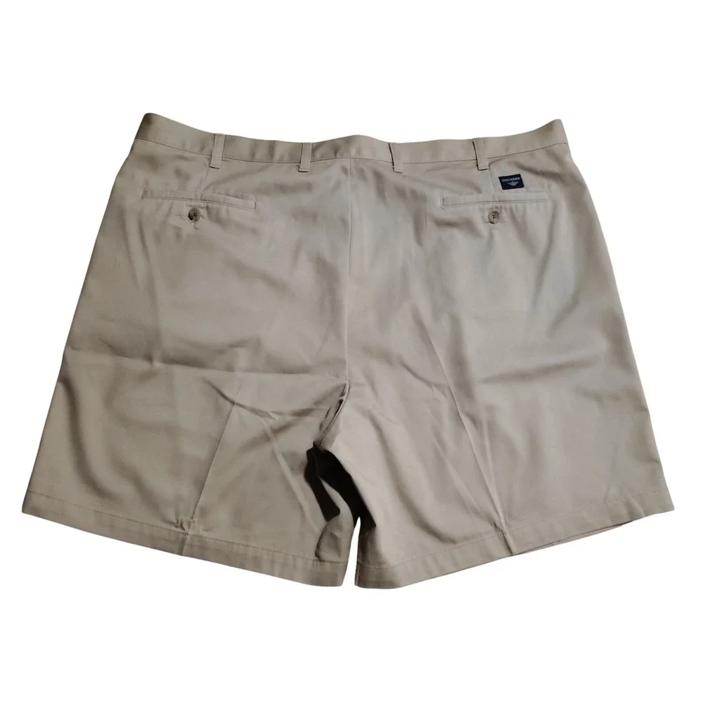 Dockers‎ Mens 46 Khaki Pleated Stain Defender Cotton Chino Shorts 315390725